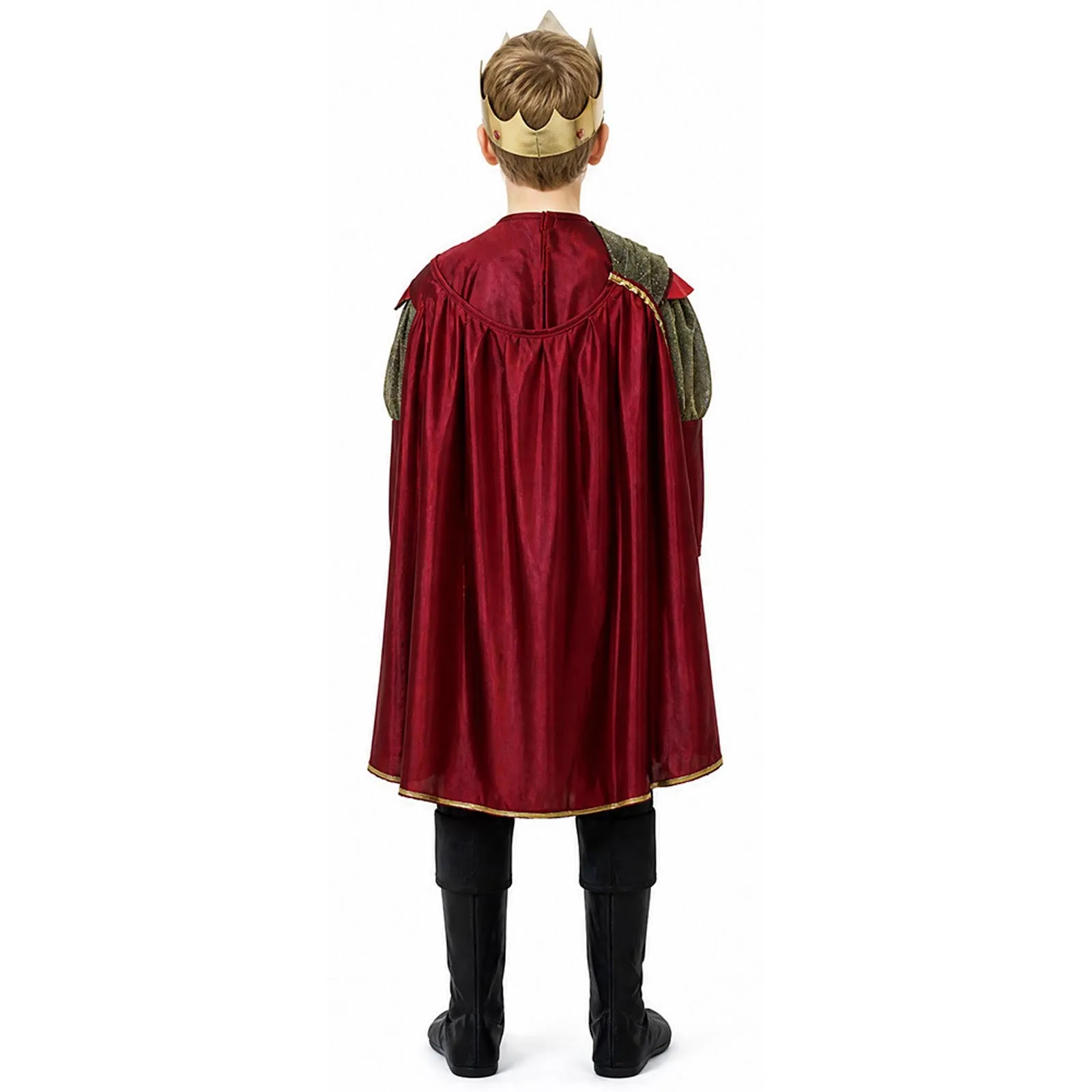 Children Royal Little King Costume Medieval Royal Prince Outfit Cloak Long Sleeve Tops Pants Boots Halloween Knight Performance