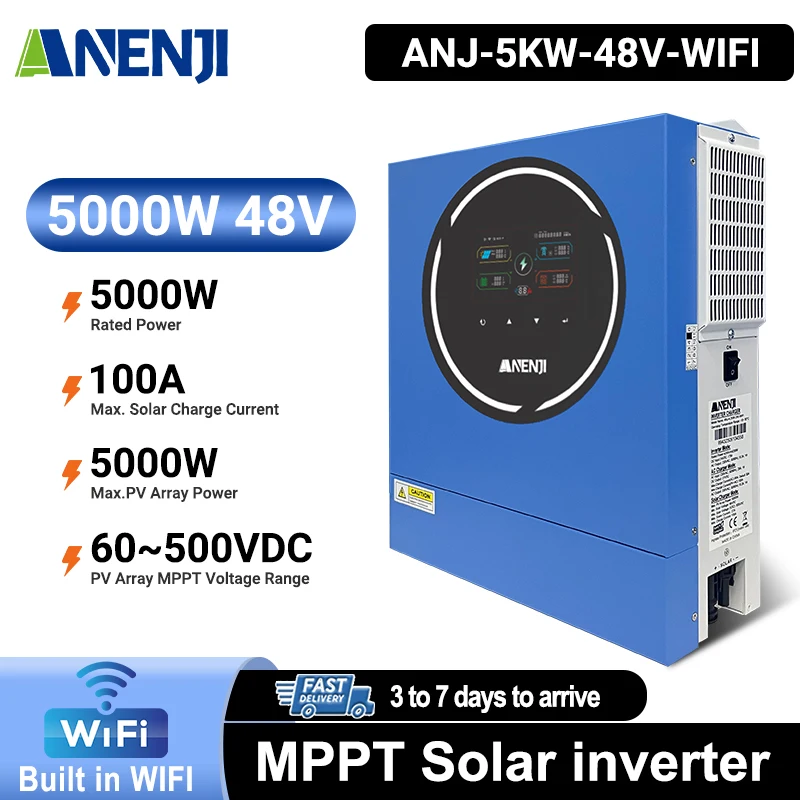 5KW 48V Hybrid Solar Inverter Unterstützung Inverter parallel Off-Grid 230V Reine Sinus Welle MPPT Controller mit WiFi