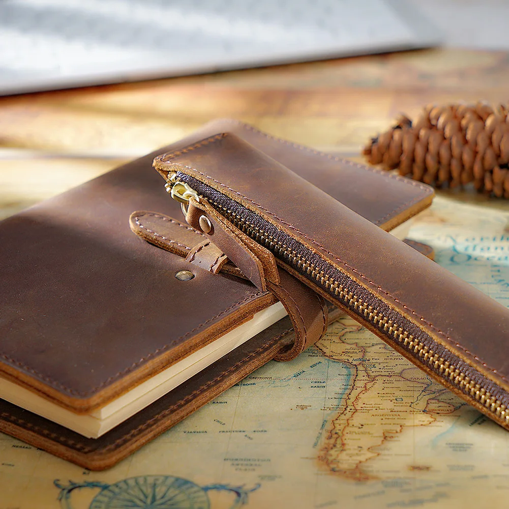 

Simple leisure leather pen bag men and women portable leather eyebrow mini pen case handwritten pen case