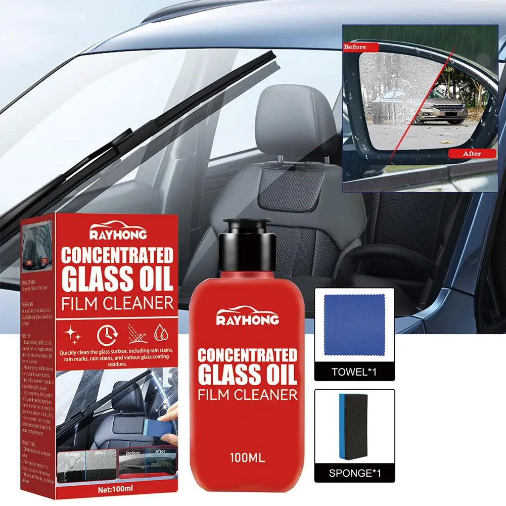 

100ml Car Glass Oil Film Removal Paste Deep Cleaning Cleaner Rainproof Film Agent Sponge Coating Windshield Waterproof Poli T9I7