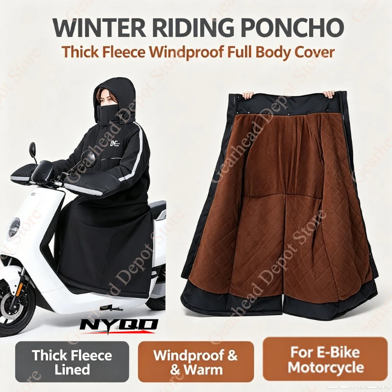 winter-thick-fleece-windproof-riding-poncho-manufacturer-for-electric-scooter-motorcycle-full-body-warm-cold-weather-protection