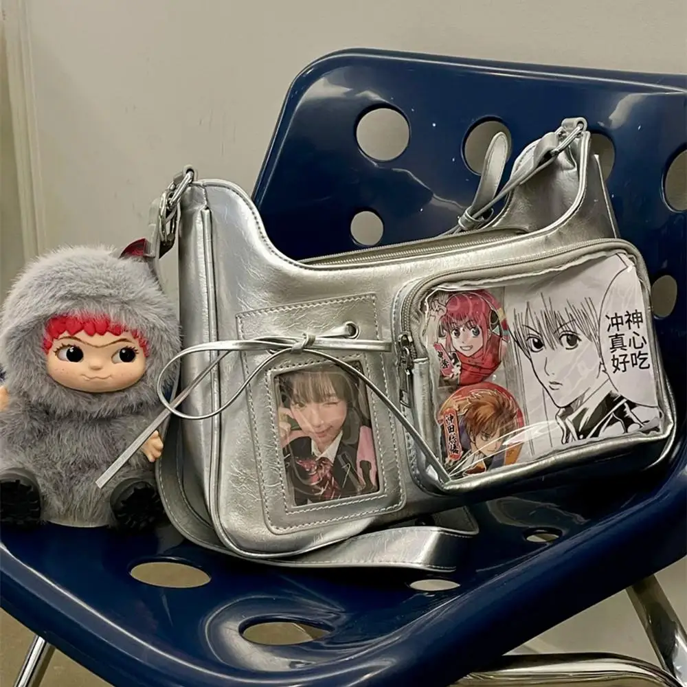 Y2K Borse da scuola Harajuku giapponesi per ragazze adolescenti Nuovo 2025 Borsa a tracolla trasparente Itabag Distintivi fai da te Piastra di visualizzazione Borsa Ita