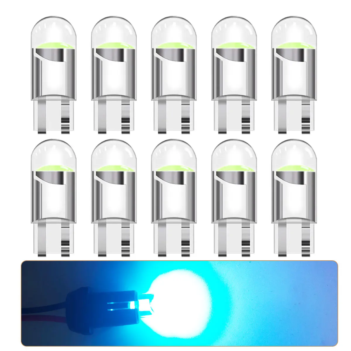 Petites ampoules LED W5W T10 192 168 pour voiture, entièrement transparentes, haute luminosité, Plug and Play, pour la lecture des clignotants, 10 pièces