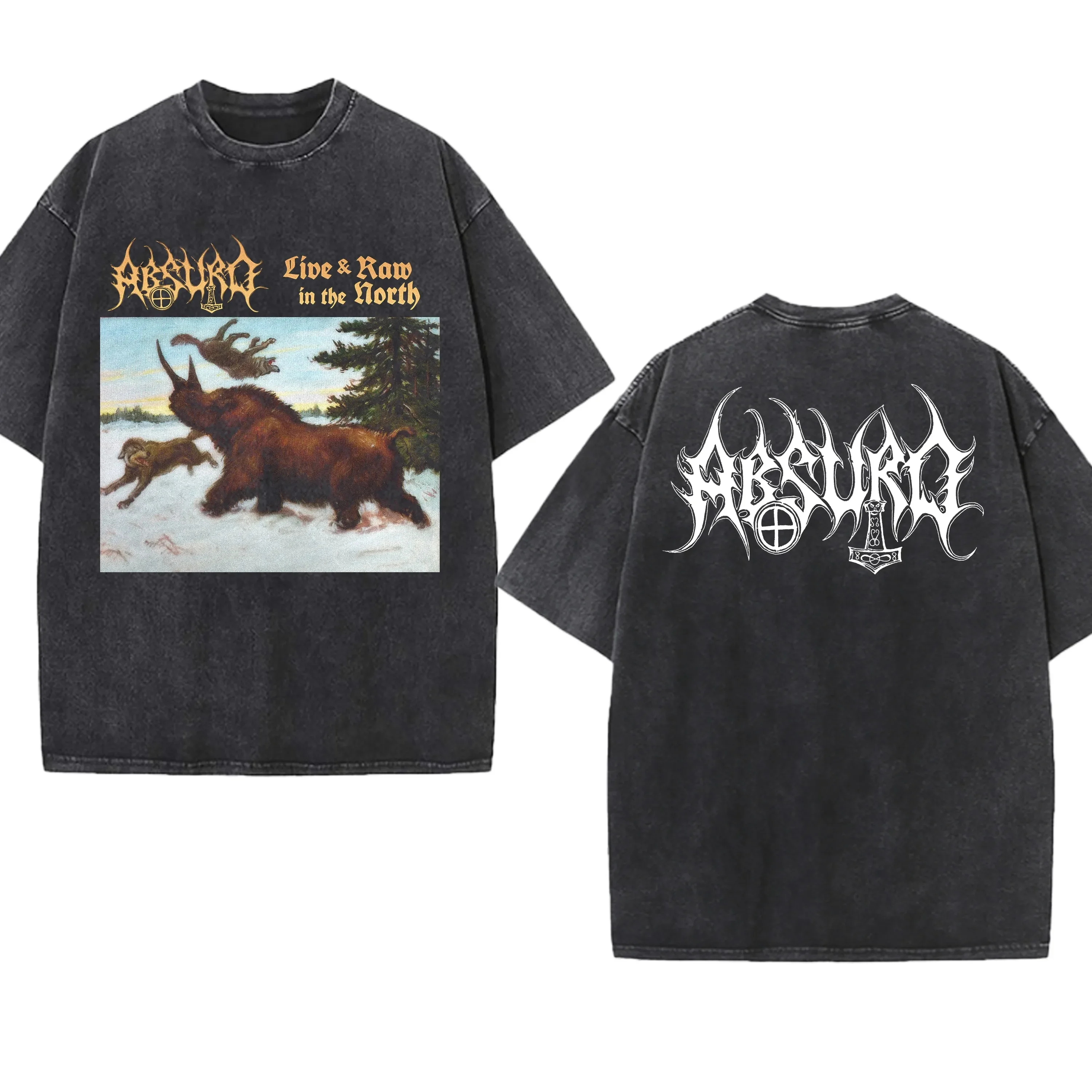Band Absurd Washed T-Shirt  Gothic Gift Mens Clothing Graphic Vintage Hip Hop T-shirt Streetwear Tees Short Sleeve
