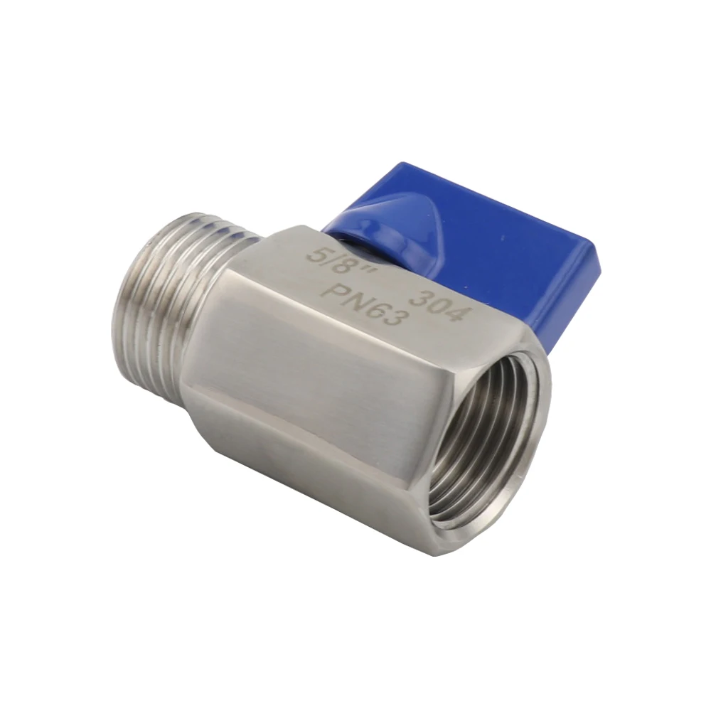 

304 Stainless Steel Mini Ball Valve PN63 5/8'' BSP Sanitary Shut Off Valve Female To Male For Homebrew Keg Coupler Beer Shank