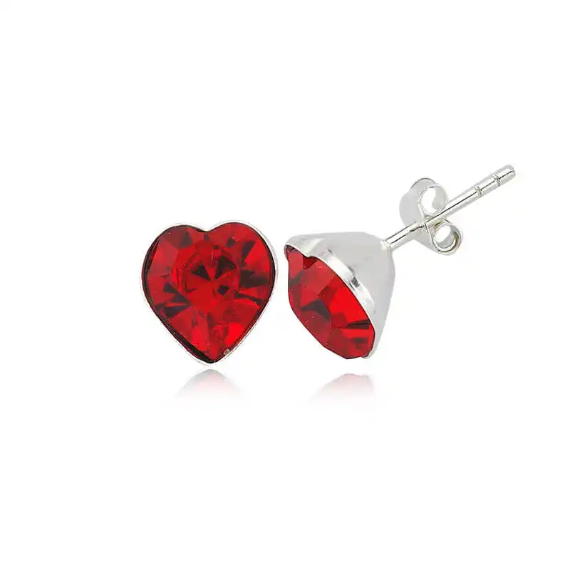 Silver Red Heart Women's Earrings Zircon Stone 925 Sterling Women for Jewelry Wedding Party Birthday Gift - Box - Fashion Girl Accessories