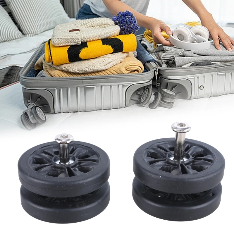 Suitcase Spinner Replacement Set of 8Pcs 55x11mm Rubber Wheels with 2 Size Axles Smooth Wheel for Damaged Trolley Repair