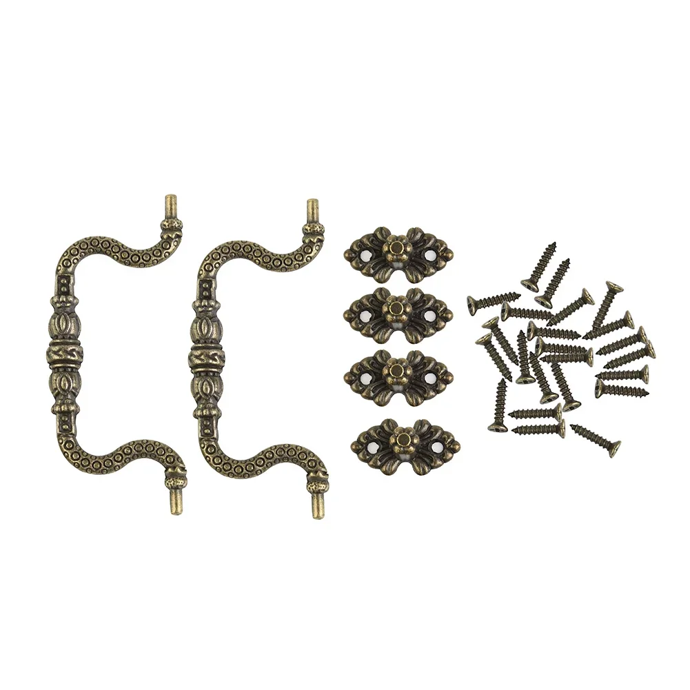 Set Pull Handles With Screws Zinc Alloy 2pcs Retro Tracery Arch Vintage ​Antique Bronze Accessories Door Drawer