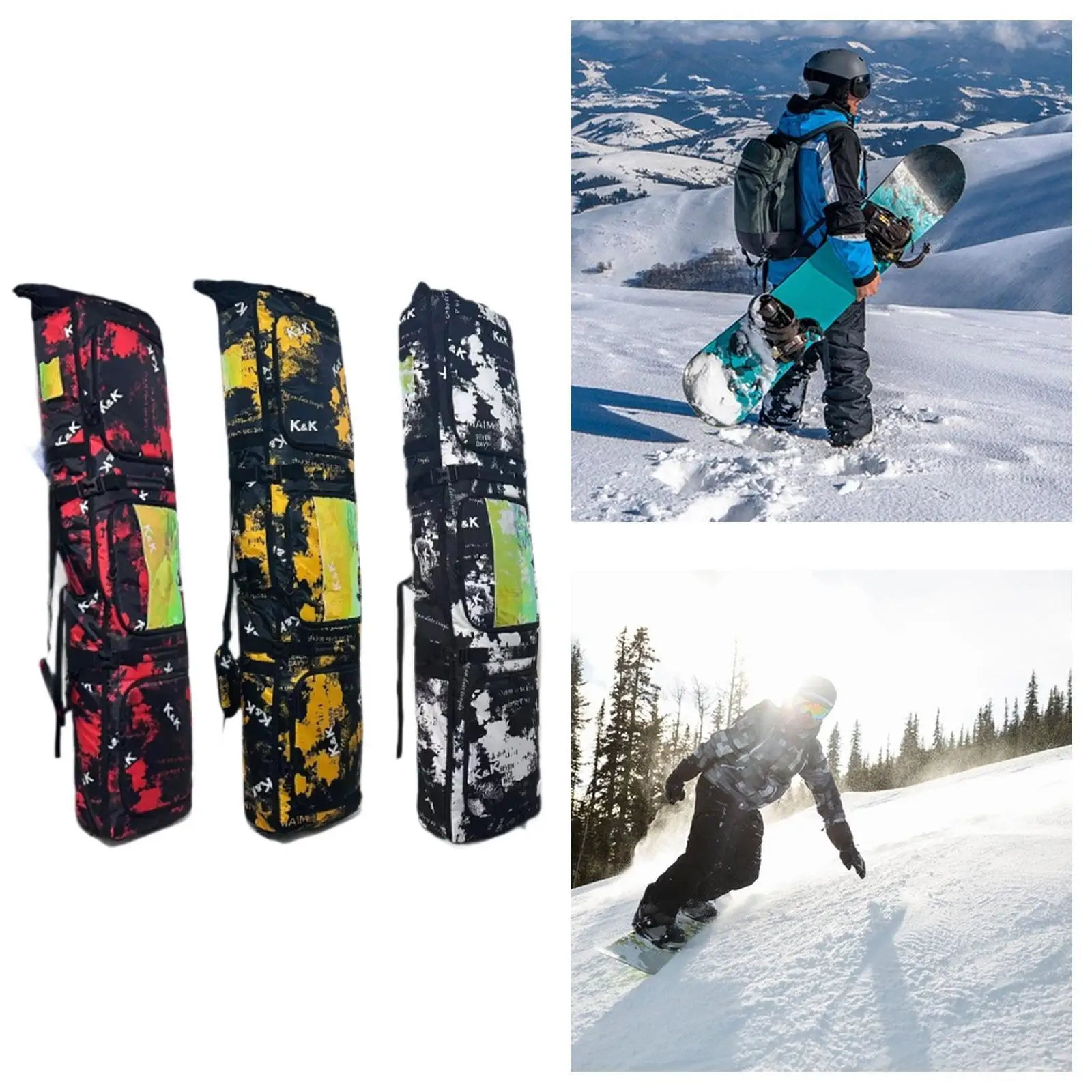 

Ski Bag Snowboard Bag for Adults Double Shoulder with Wheels Padded Snowboard