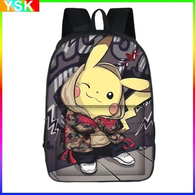 Pikachu Three-piece Student Backpack Schoolbag Pencil Case Pokémon Lunch Bag Large-capacity College Bag Fashion Cute Cartoon New