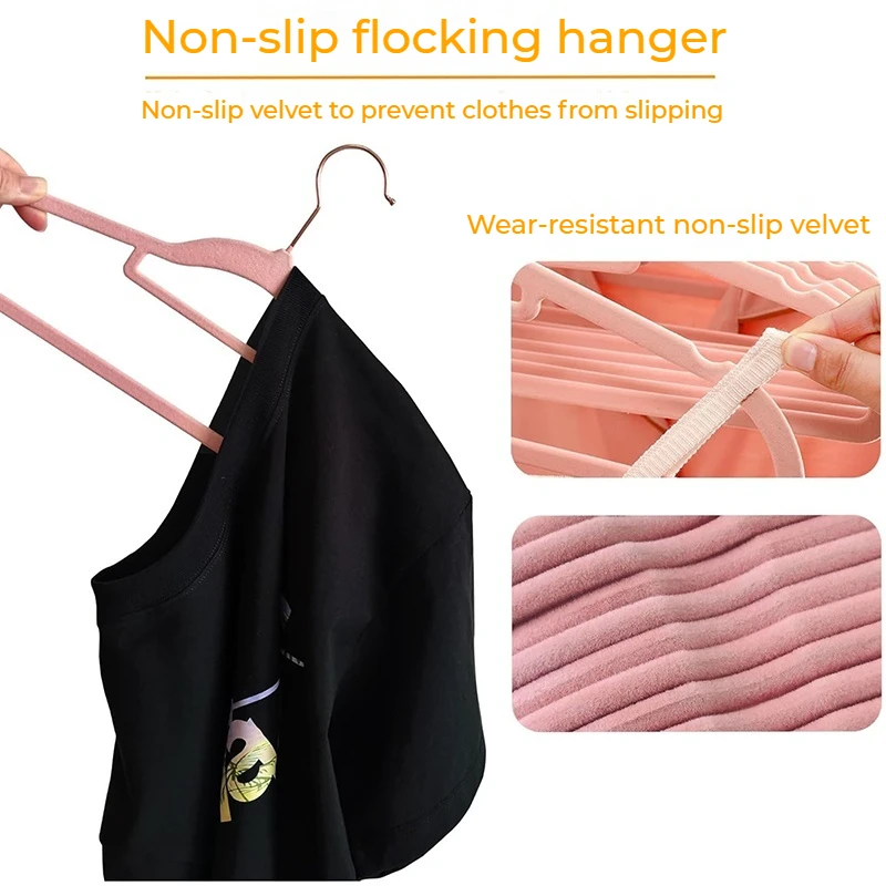 Velvet Clothes Hangers for Clothes Pants Flock Non Slip Quality Magic Rack Slip-Resistant Dress Hook