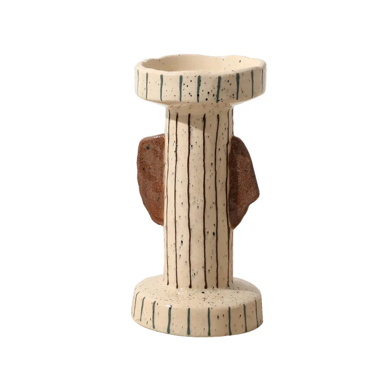 

CN modern hand-painted lines binaural ceramic candle holder model room B & B living room wine cabinet designer creative ornament