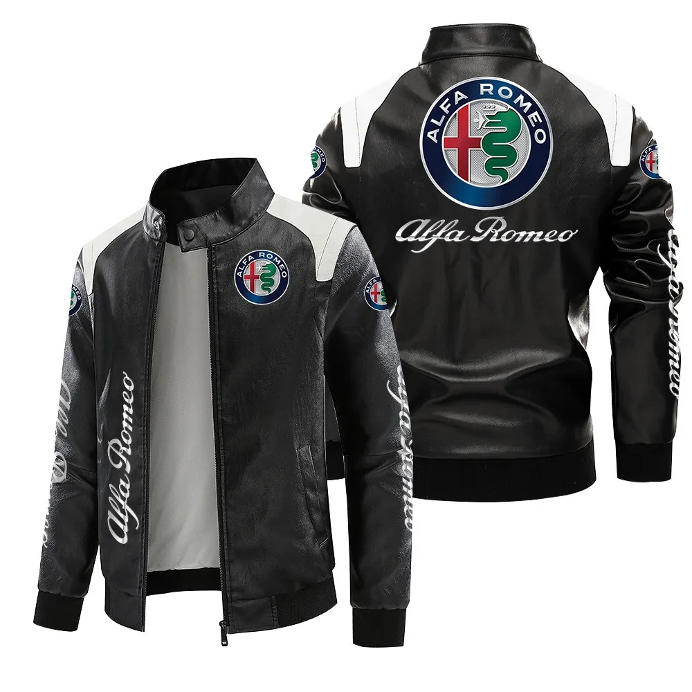 

2026 Hot Alfa Romeo Fashion For Alfa Romeo Logo Autumn Winter Jacket Retro Motorcycle Leather Clothes Racing Baseball Jacket Man