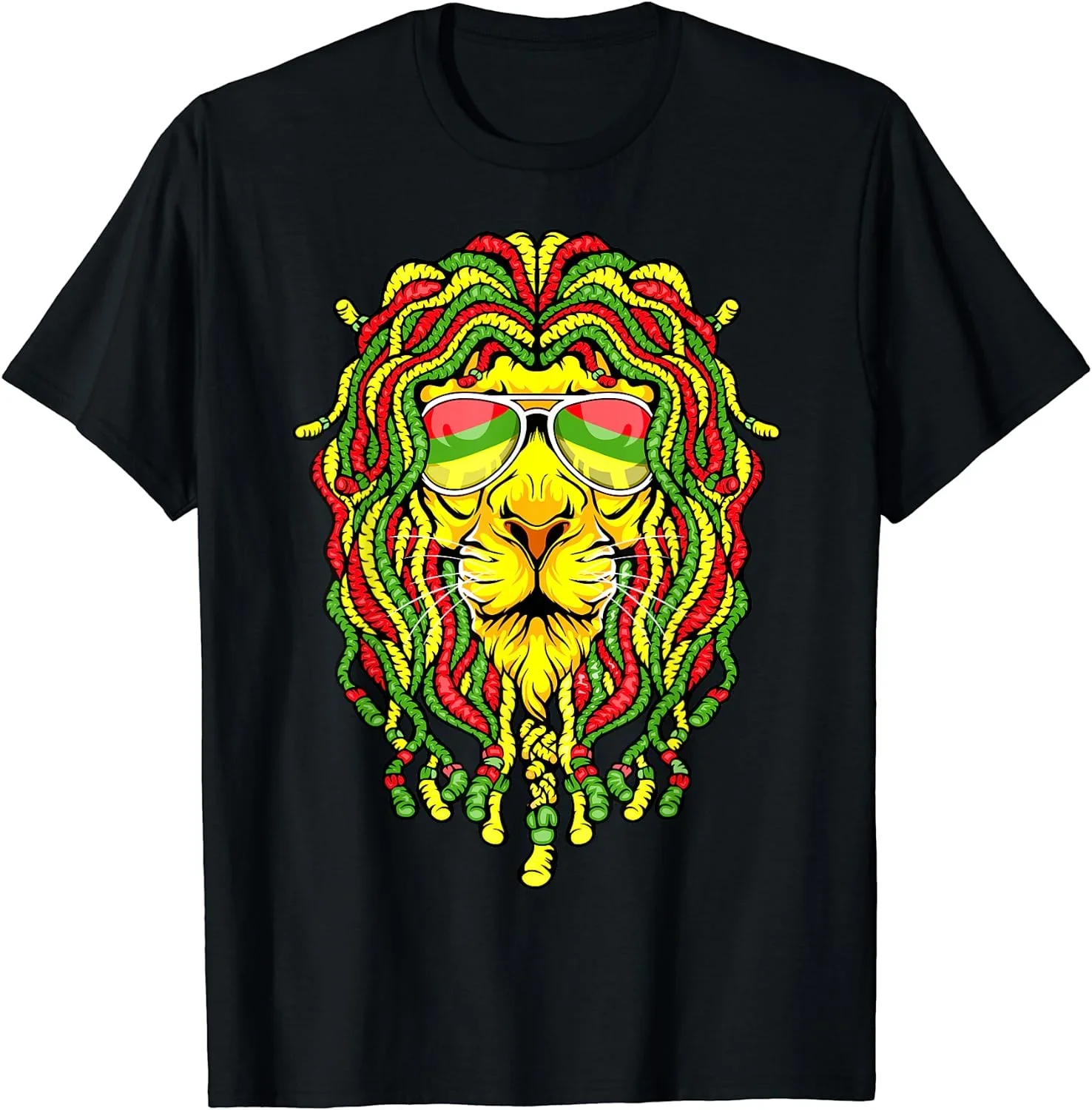 

Rastafari Lion Dreadlock Jamaican Flag Reggae Music Rasta T-Shirt 100% Cotton O-Neck Short Sleeve Summer Casual Mens T-shirt