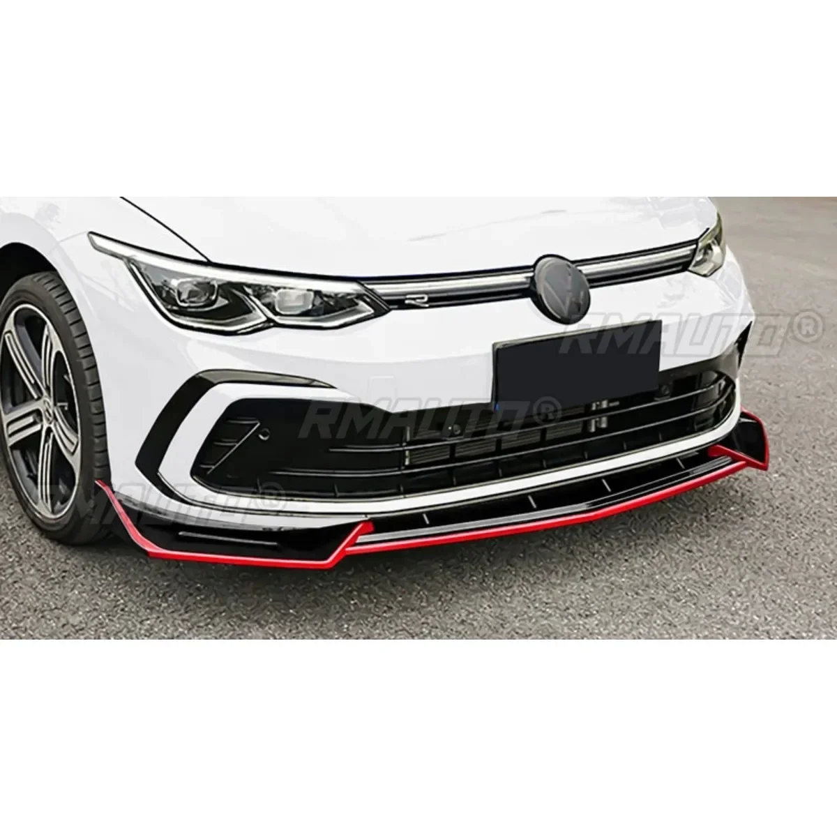 For VW Golf MK8 Pro GTI R-Line 2021-2023 Body Kit Front Bumper Apron Glossy Black Red Front Bumper Diffuser Car Accessories