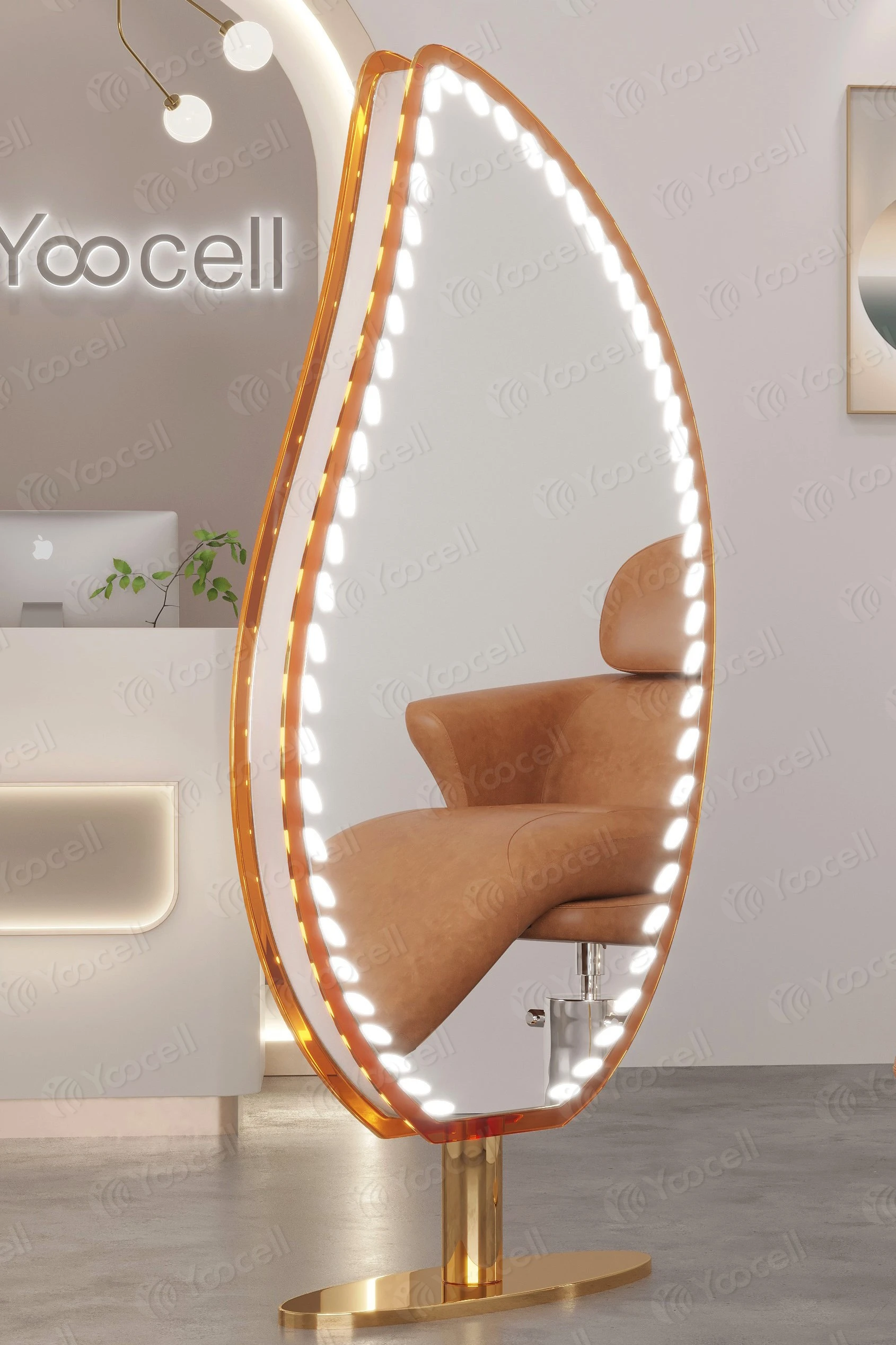 Yoocell estação de espelho de salão led dupla face espelhos de salão de beleza equipamentos de salão de beleza estação de espelho de móveis