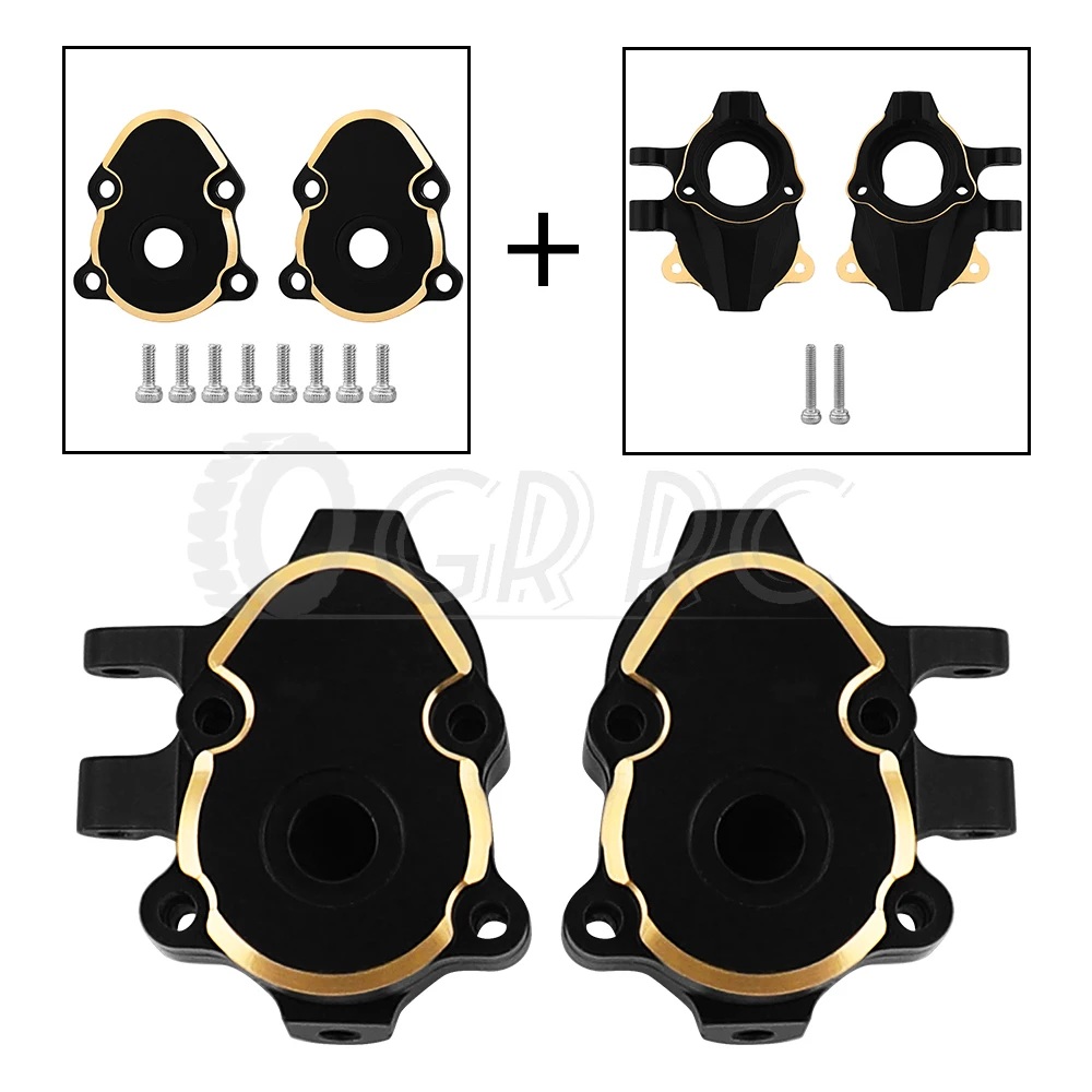 Black Coated Brass Skid Plate Steering Knuckle Portal Diff Covers for 1/18 RC Crawler Redcat Ascent18 Ascent-18 Upgrade Part