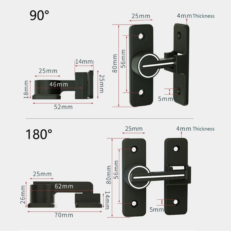 Cerraduras sin llave, cerradura perno giratorio aleación Zinc, pestillos puerta 90/180 grados, envío