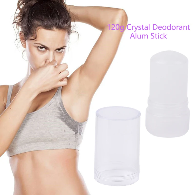 Crystal Deodorant Alum Stick para homens e mulheres, Removedor de Odor nas axilas do corpo, Bastão antitranspirante, 120g