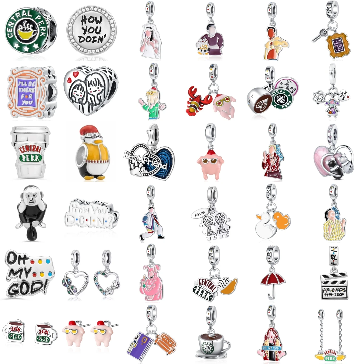 جديد 925 فضة "الأصدقاء" سحر صالح الأصلي سوار إكسسوارات النساء مجوهرات أفضل صديق سلسلة بطة مظلة القهوة