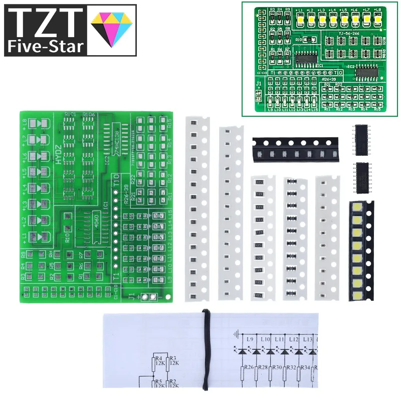 1/3 قطعة لتقوم بها بنفسك عدة 15 لون ضوء مجموعة التحكم 1801 SMD مكون لحام ممارسة مجلس أجزاء مجموعة الإنتاج الإلكتروني