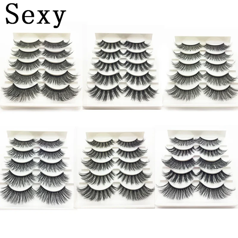 5 คู่ 3d mink ขนตาปลอมธรรมชาติ Long Eye Lashes Wispy แต่งหน้าเครื่องมือขยายเซ็กซี่ mink eyelashes eye lashes cilios