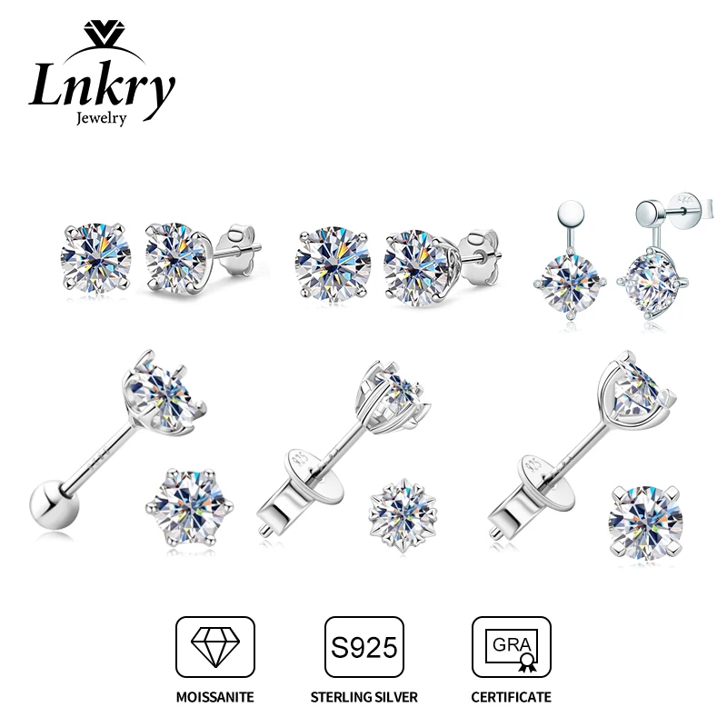 

Lnkry Certified GRA Moissanite Earring For Women pendientes plata 925 Flawless Lab Created Diamond Stud Earring Jewelry Gift