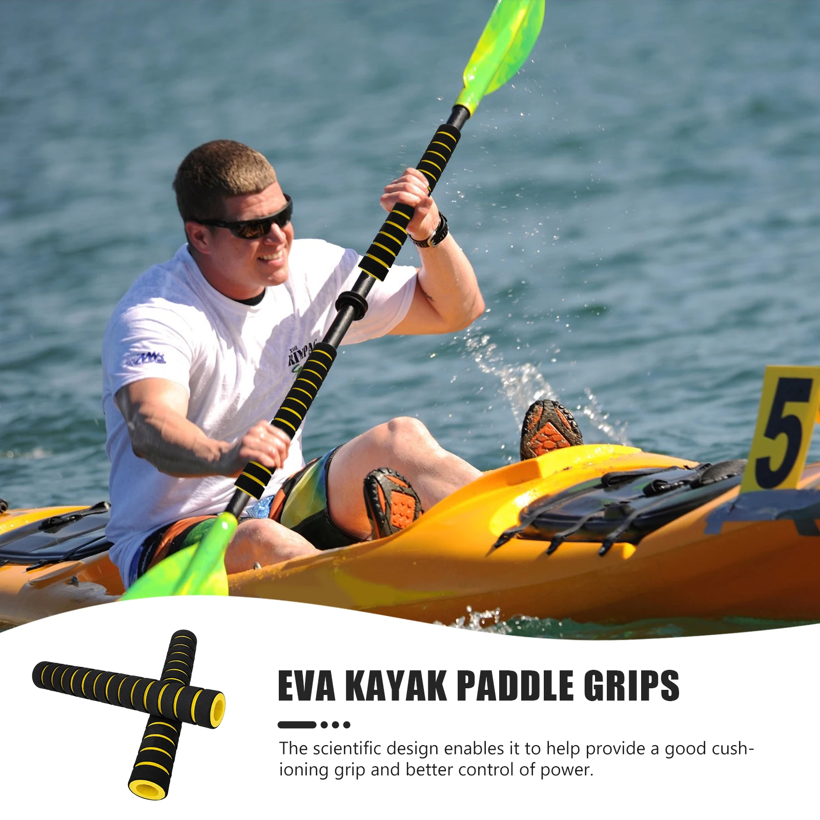 

2 Pcs Non-Slip Cover for Paddle Handle Grip with Sponge Material Kayak Supplies Durable Practical Protective Effect Better