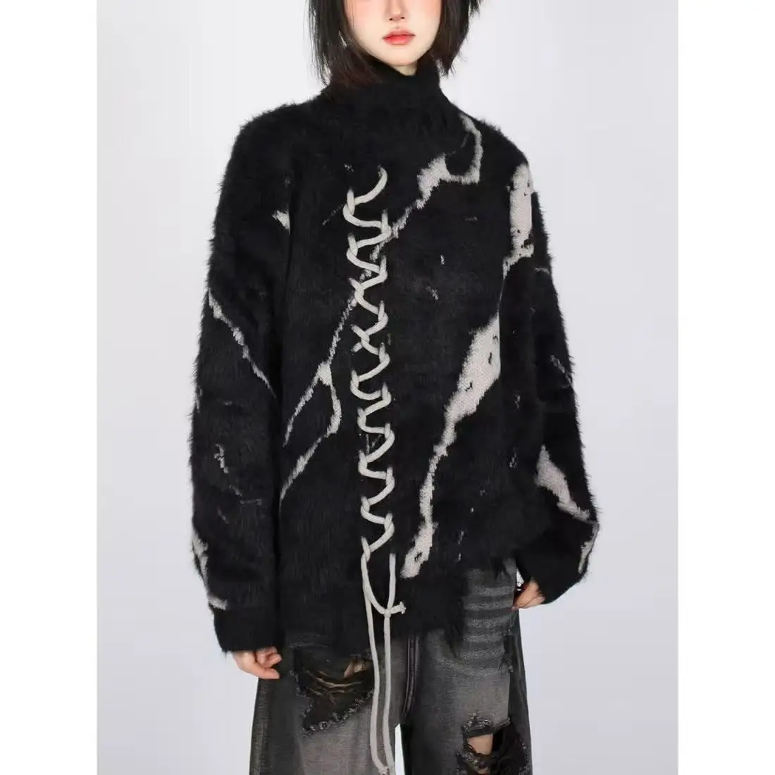 

Субкультура, пуловеры с длинными рукавами в стиле панк, женские повседневные свитера Y2K с принтом, американская винтажная облегающая одежда для девочек, осень