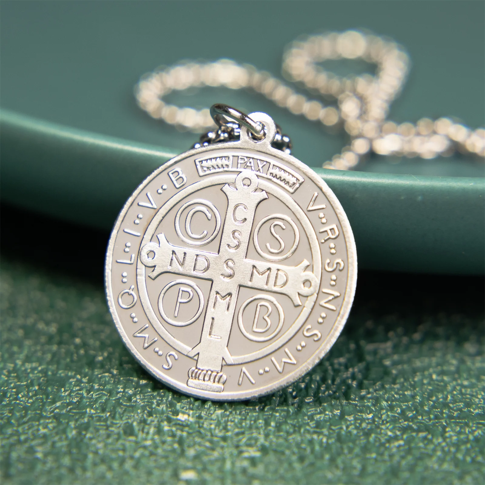 925 Sterling Silver Saint Benedict Medal Exorcism Pendant Necklace for Men and Women San Benito Catholic Religious Jewelry