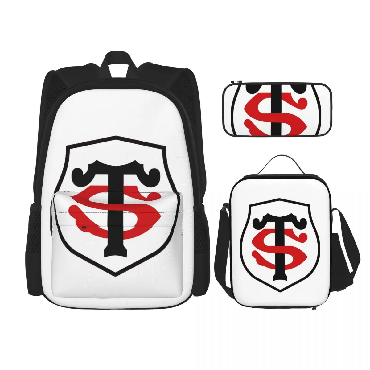 Toulouse Stadium Cartoon escola sacos para crianças, meninos e meninas mochila, mochila infantil, lancheira, saco de caneta, conjunto de 3 peças, 4 (8)