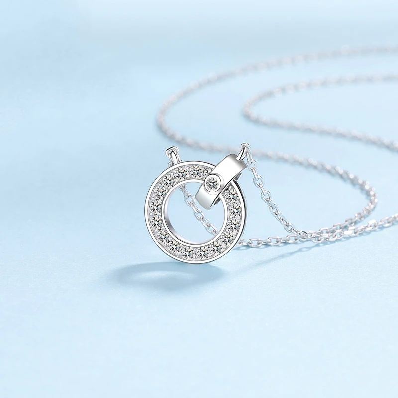 Birthday Gift 18K White Gold Necklaces Women Wedding 0.45ct Moissanite Diamond Girl Pendant Birthday Gift Fine Jewelry Daughter