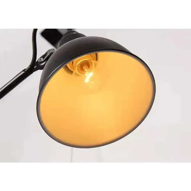 Retro Led E14 Wall Lamp with Plug Switch Long Arm Black Gold Chrome Yellow Lampshade Rotatable Adjustable Lighting Fixtures