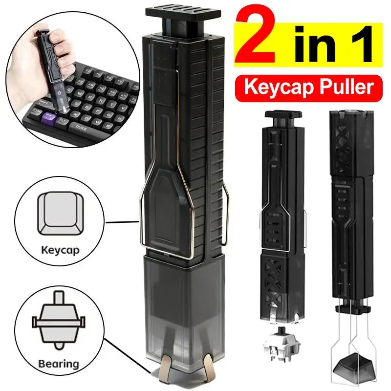 

2 In 1 Key Puller Keycaps Puller Clean Brush Unloading Wire Mechanical Keyboard Removal Tool DIY Cleaning Kits