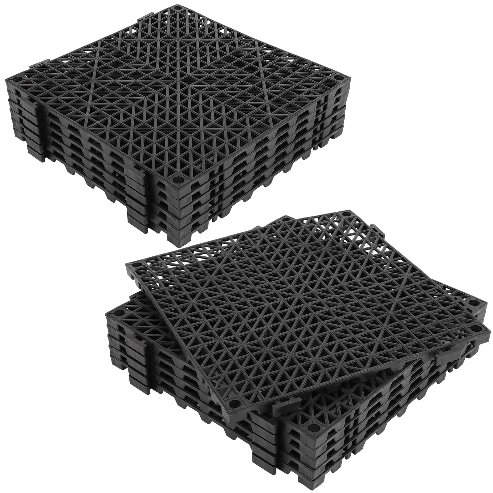 12 PCS Interlocking Drainage Mat, 12“x12” Drainage Tiles Interlocking, PVC Non-Slip Splicing Interlocking Floor Tiles