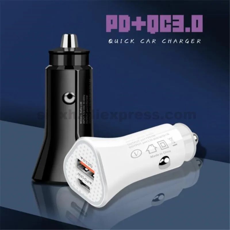 

200Pcs USB Type C Car Charger 18W PD Fast Charging in Car USB-C Adapter For Mobile Xiaomi Note 11 iPhone 13 12 QC3.0 For Samsung