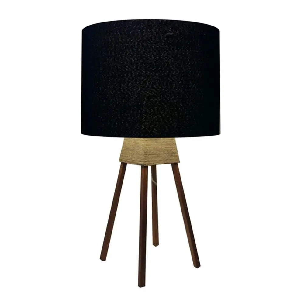 Md-2016 Wood Quadripe Lampshade Fabric 30x25cm Black-Bivolt