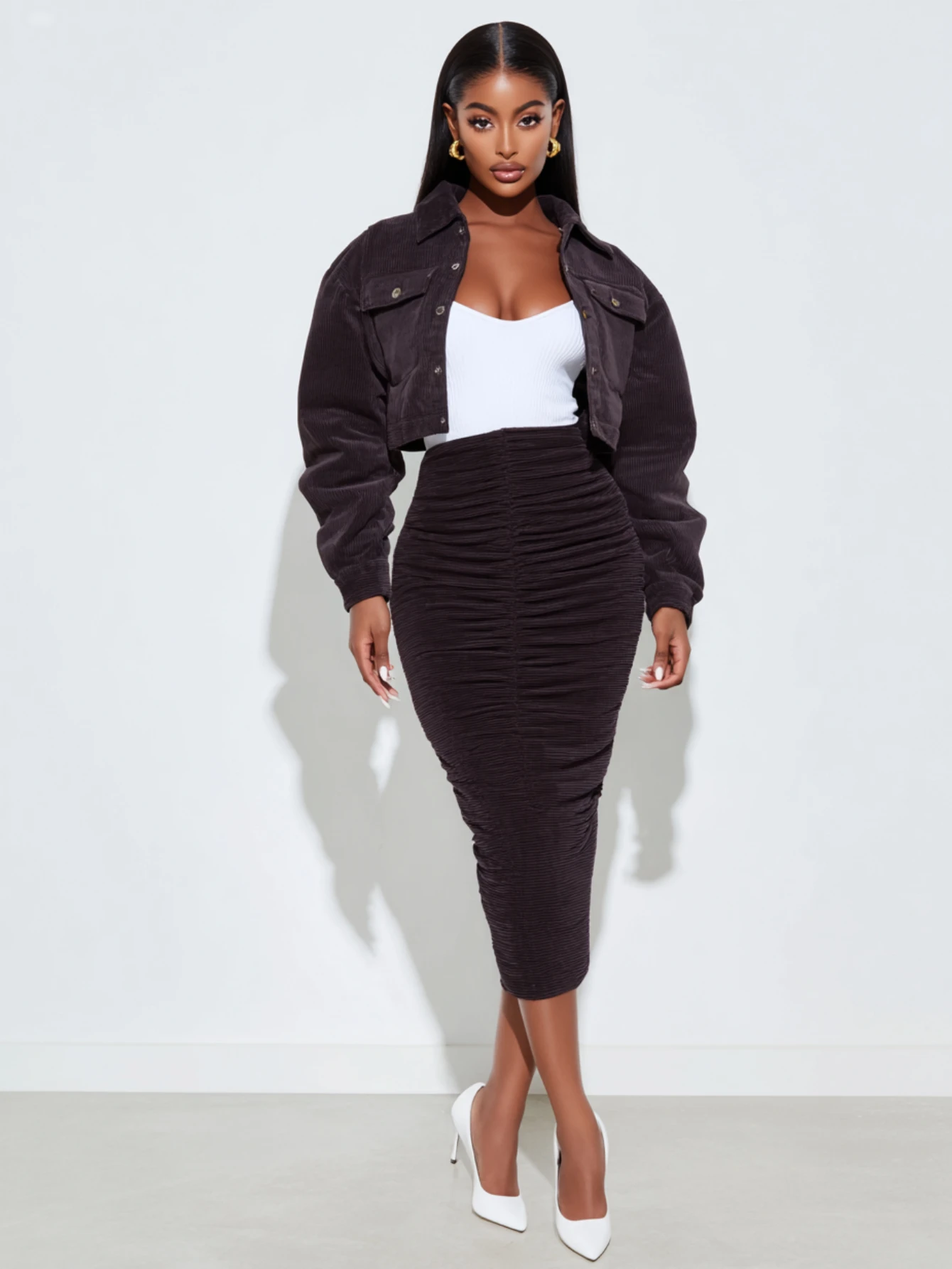 

Mia Muse Boutique, осенние куртки 2025, женские модные однотонные куртки K-Fashion с длинными рукавами и воротником-рубашкой, облегающие тонкие уличные куртки