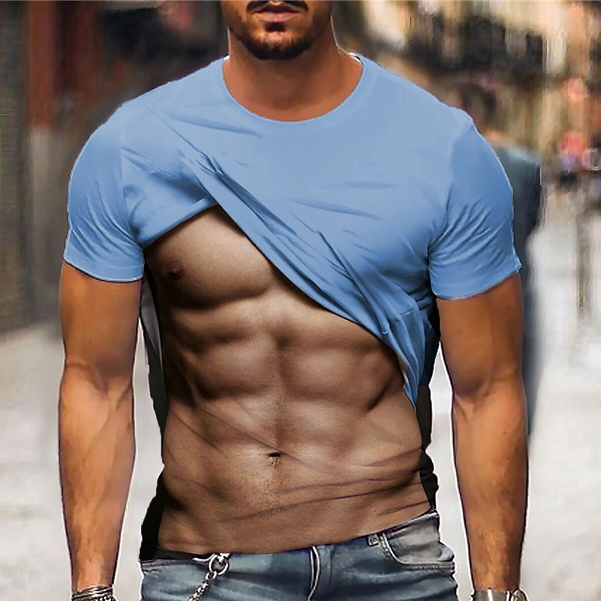 Men's Summer Casual Short Sleeve T-Shirt with 3D Funny Print Stylish and Trendy Versatile and Eye-Catching