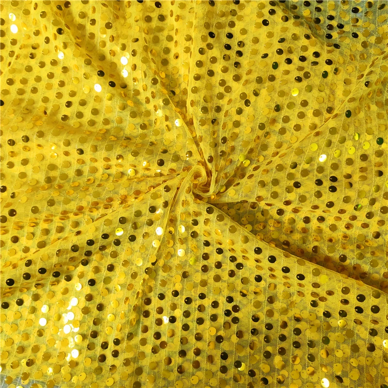 1M Sequin Mesh Tulle Fabric Bright Gold DIY Background Decorative Material Props Skirt Dress Stage Clothes Designer Fabric Cloth