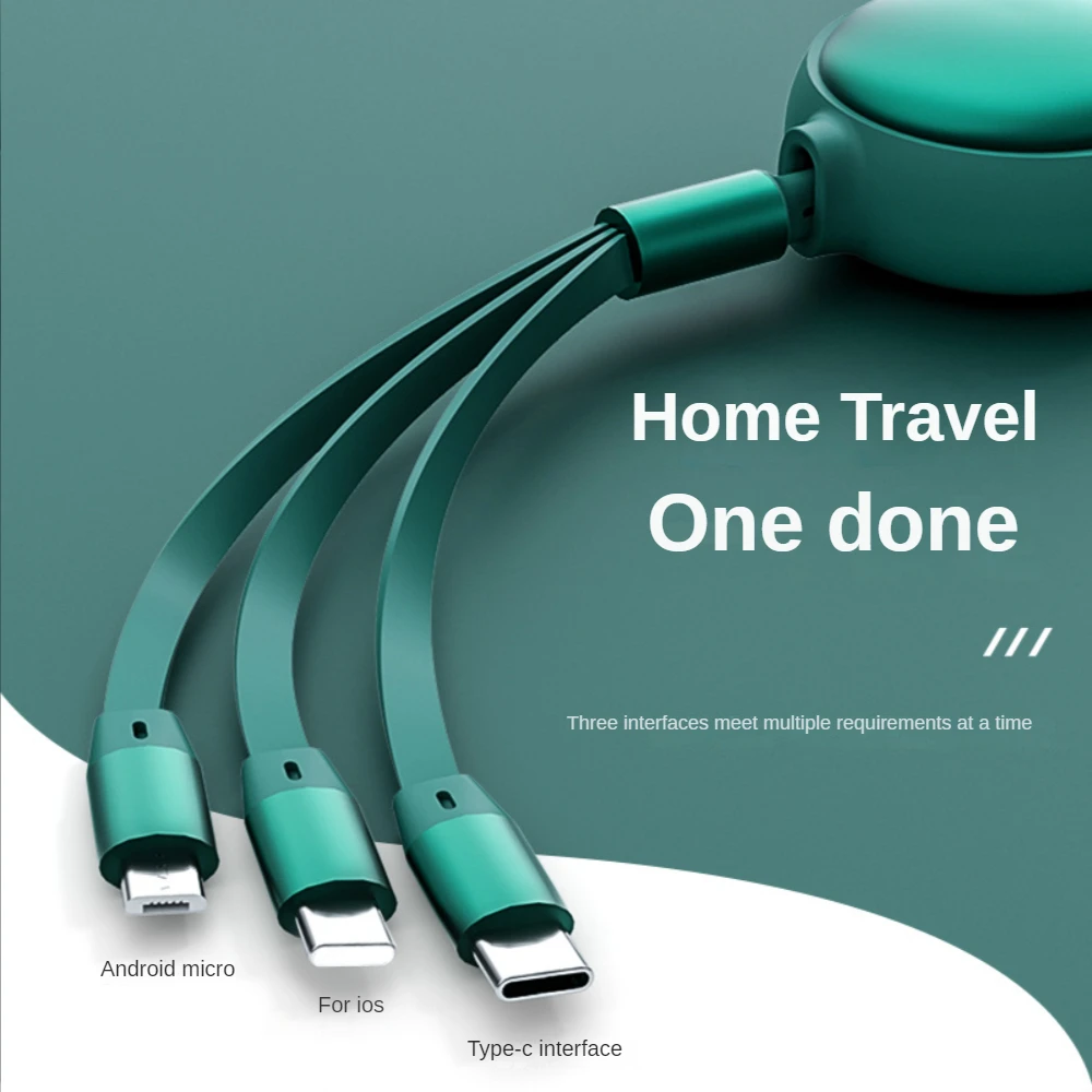 

3 In1 USB TYPE-C IOS Micro Cable Fast Charging Retractable Charging Cable For iPhone 14 13 xiaomi hauwei Android Flexible Cables