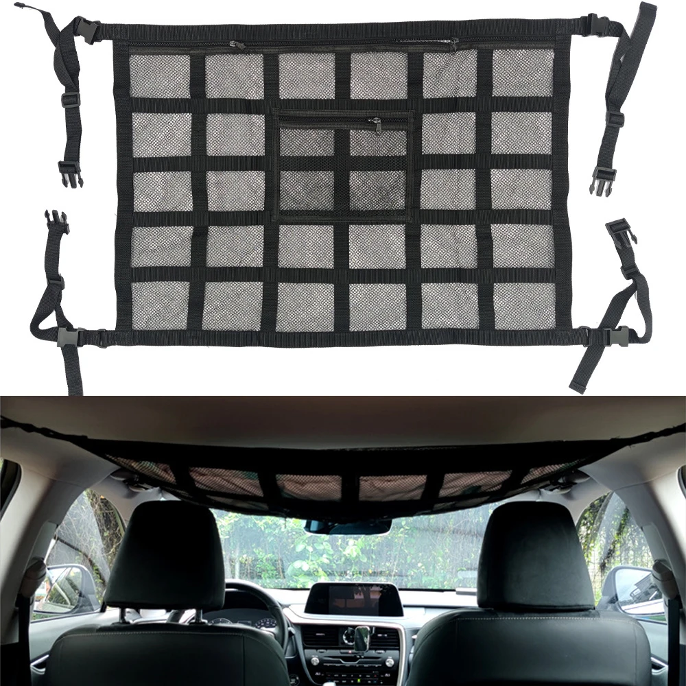 Car Ceiling Cargo Net Storage Net For Car Large Car Ceiling Cargo Net Pocket Mesh Car Roof Organizer For SUV Long Trip Camping