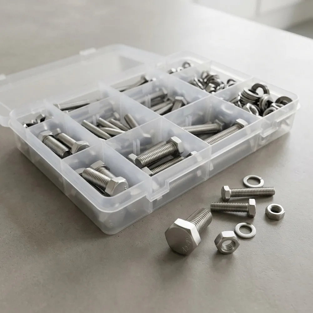 Black 304 Stainless Screw Set Stainless Steel Fastener Set Portable Storage Case Marine Grade Fasteners Secure Fit Design