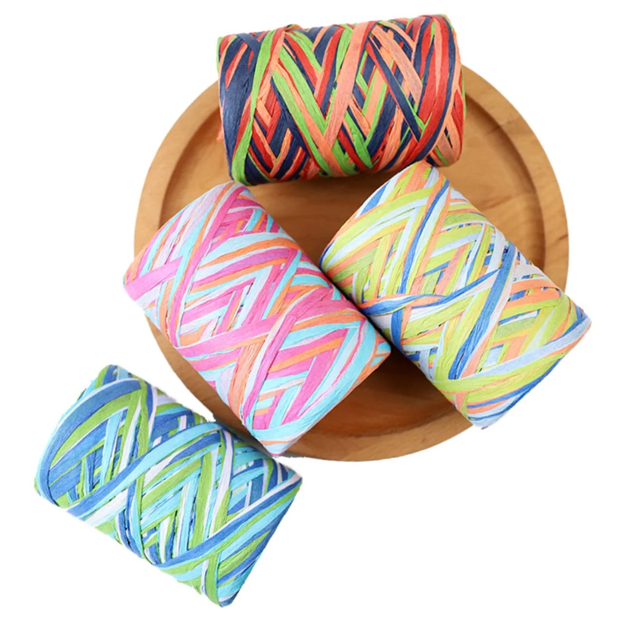 

4 Rolls Stylish Color Raffia Ribbon Woven Wrapping Rope for Handmade Home Decor Wedding Decorations And Craft Projects Parties