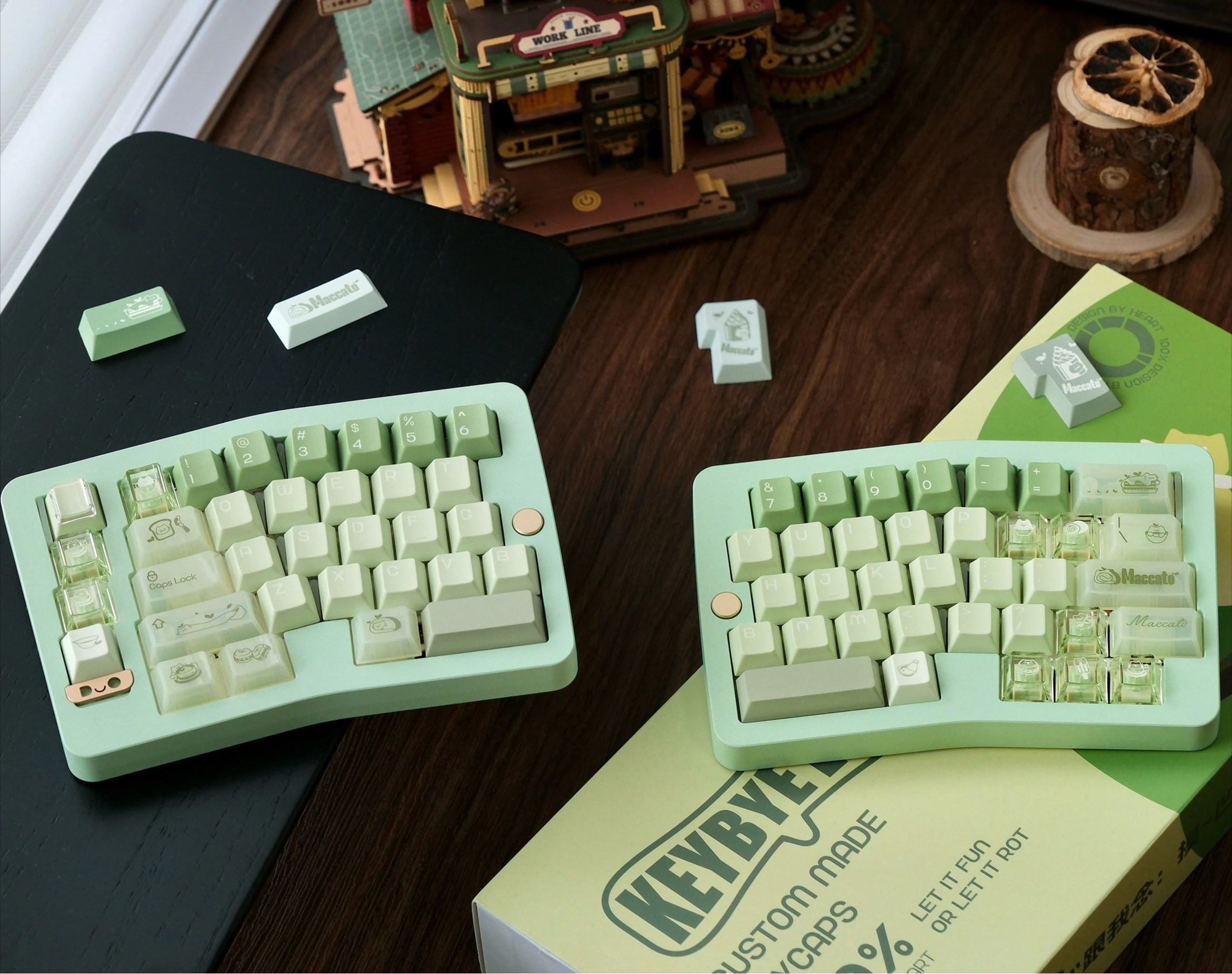 

Matcha Cat Green Theme Keycaps Set Cherry Profile Keyboard Caps PBT Sublimation PC Keycaps for Mechanical Keyboard Accessories