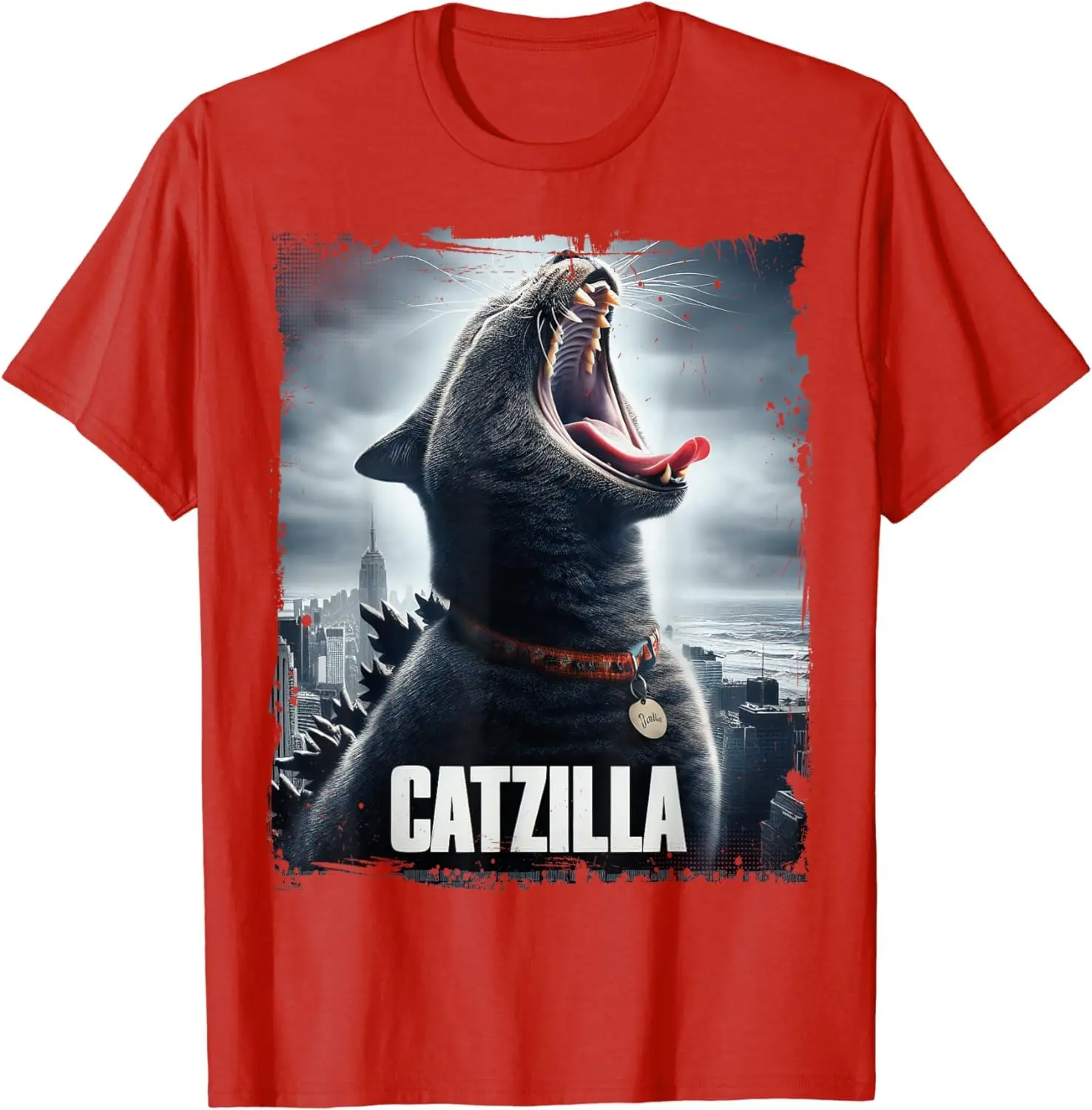 Catzilla Funny Cat Lover Kitten Parody Funny Gifts T-Shirt Anime Graphic T-shirts For Men Clothing Women Tees Short Sleeve