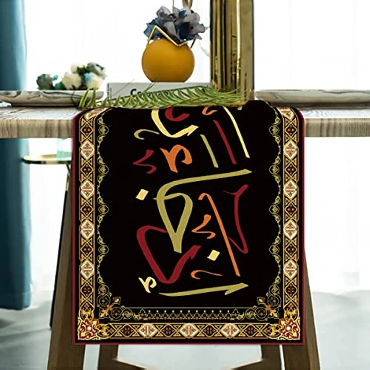 Muslim Decor Linen Table Runner Eid Table Decoration Ramadan Mubarak Table Decoration Home Kitchen Accessories Table Runner