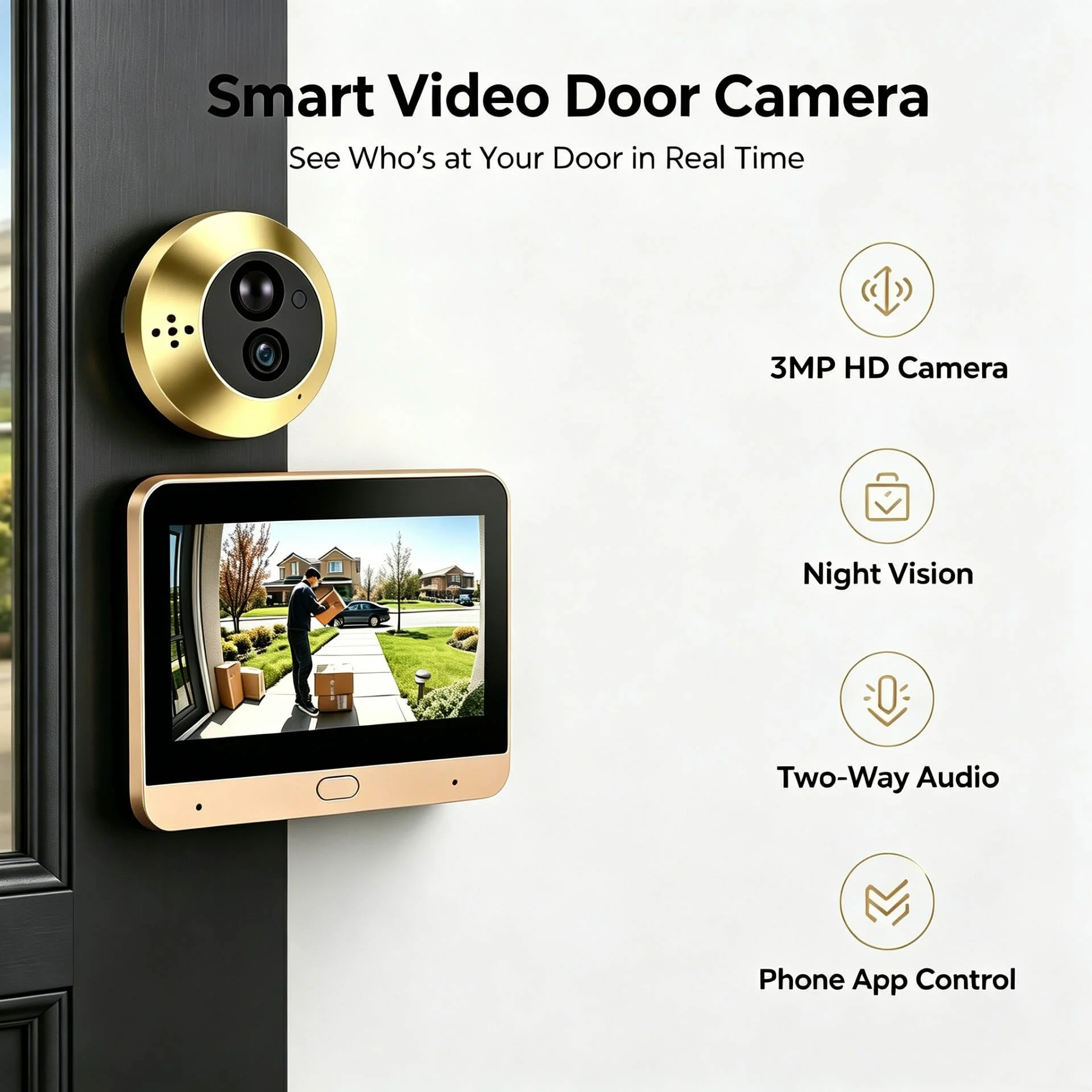 

Tuya Smart Video Door Peepholes Intercom With 3MP Camera Two Way Audio 140° Wide Angle Security Home 2.4G Wifi Door Camera