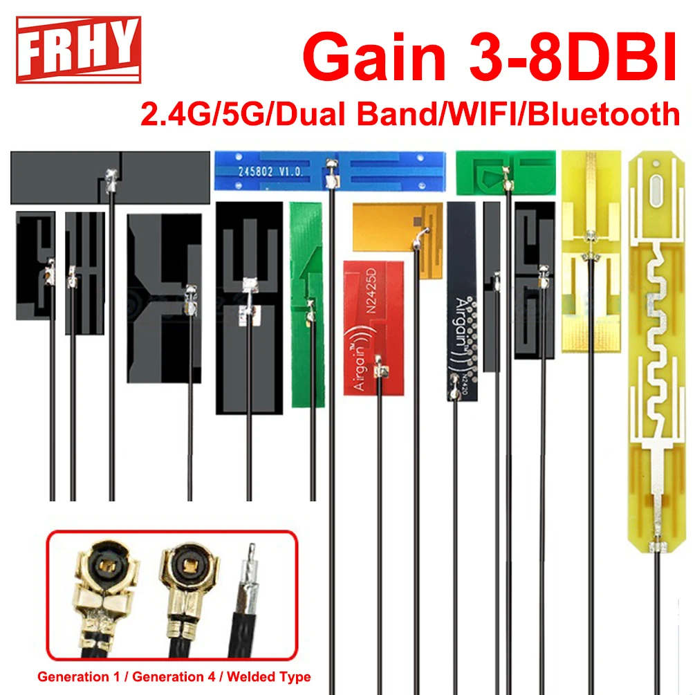 5PCS/LOT 2.4G 5G 5.8G Dual Band High Gain Wifi Bluetooth PCB Patch Antenna with Built-in FPC Flexible Board for Wireless Devices