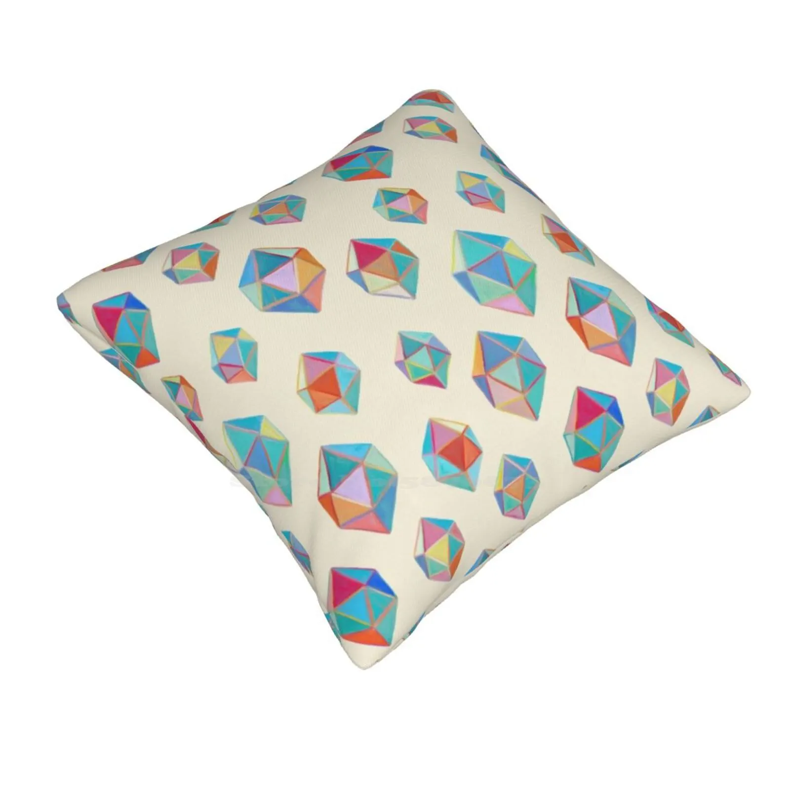 Floating Gems-A Pattern Of Painted Polygonal Shapes Pillows Case Bedroom Home Decoration Polygon Geometry Pastel Colors Painted